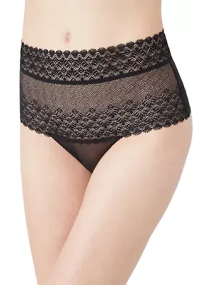 High Waist Thong with Dynamic Lace Design