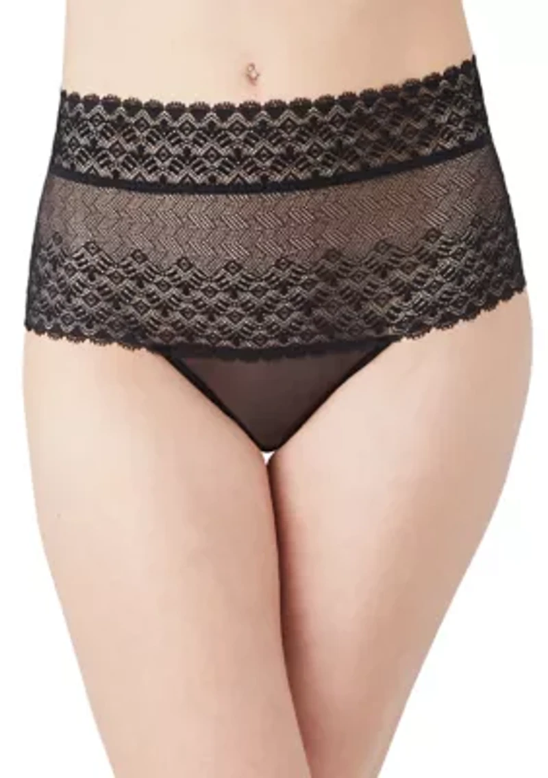 High Waist Thong with Dynamic Lace Design