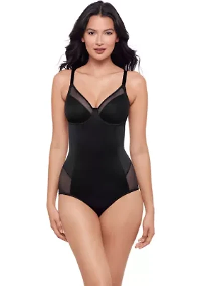 Shapewear Women's Sexy Sheer Shaping Padded Cup Bodysuit - 2763