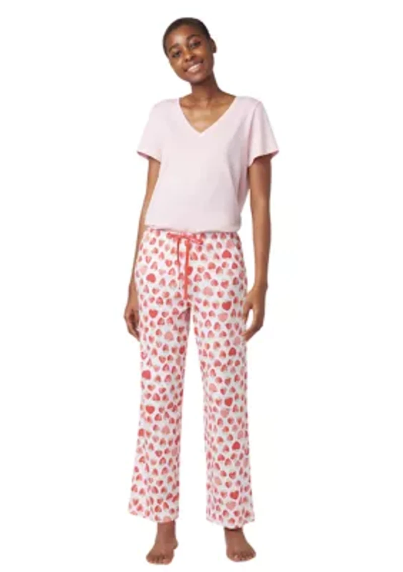 Strawberry Heart Printed Pajama Pants