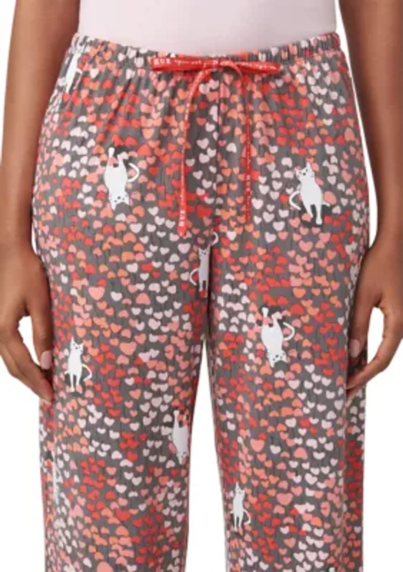Kitty Heart Garden Printed Long Pajama Pants