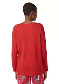 Solid Long Sleeve V-Neck Pajama T-Shirt