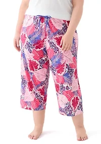Plus Great Palms Printed Pajama Pants