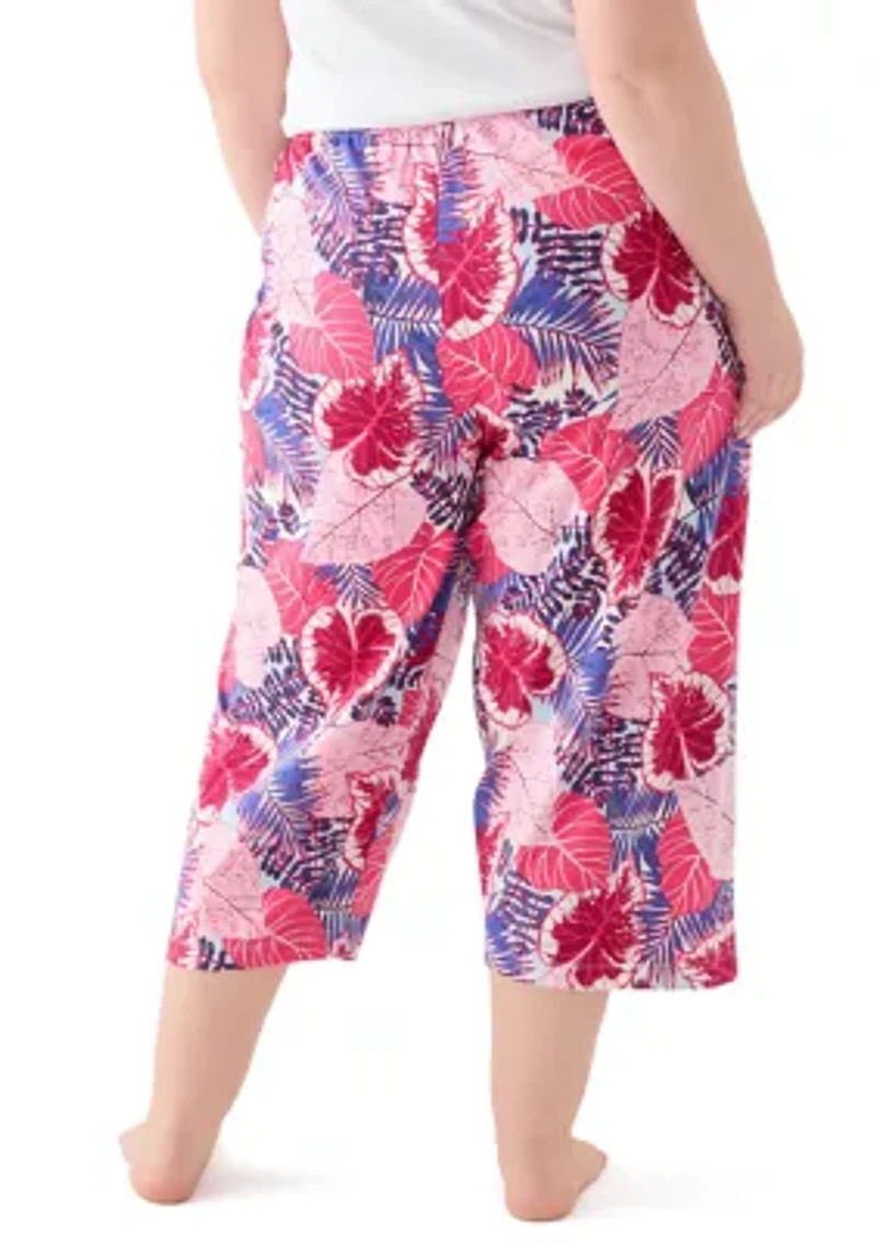 Plus Great Palms Printed Pajama Pants