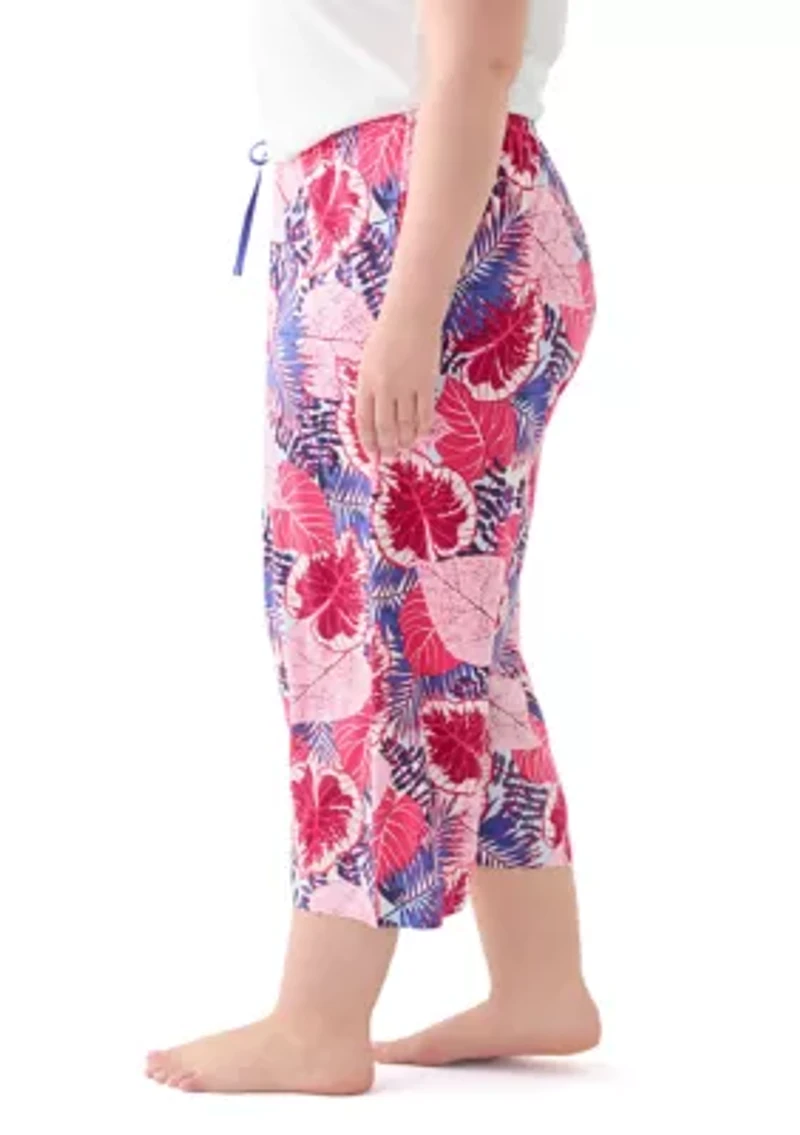 Plus Great Palms Printed Pajama Pants