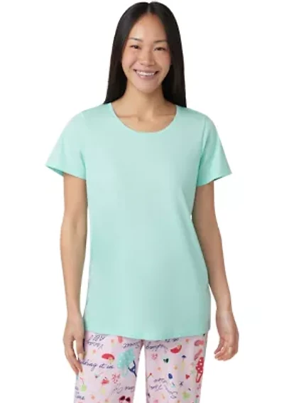 Women's Solid Short Sleeve Scoop Neck Sleep T-Shirt