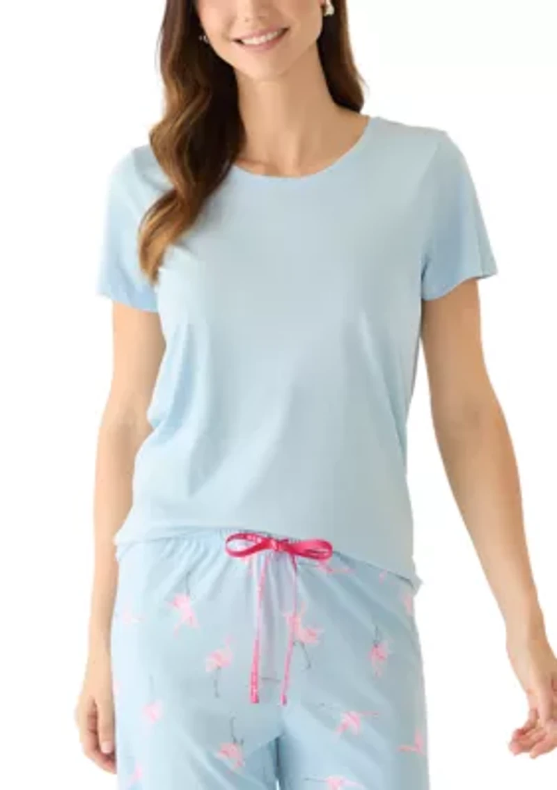 Women's Solid Short Sleeve Scoop Neck Sleep T-Shirt