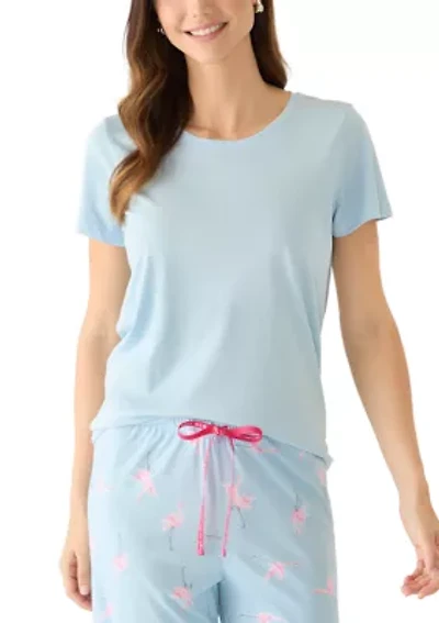 Women's Solid Short Sleeve Scoop Neck Sleep T-Shirt