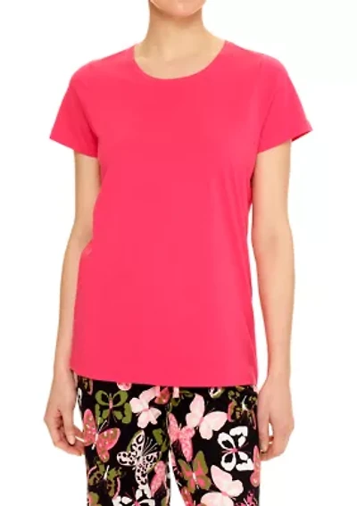 Women's Solid Short Sleeve Scoop Neck Sleep T-Shirt