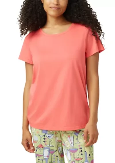 Women's Solid Short Sleeve Scoop Neck Sleep T-Shirt