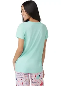 Women's Solid Short Sleeve Scoop Neck Sleep T-Shirt