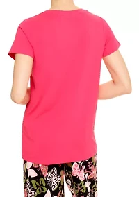Women's Solid Short Sleeve Scoop Neck Sleep T-Shirt