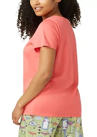 Women's Solid Short Sleeve Scoop Neck Sleep T-Shirt