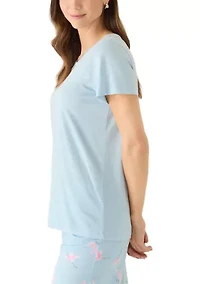 Women's Solid Short Sleeve Scoop Neck Sleep T-Shirt