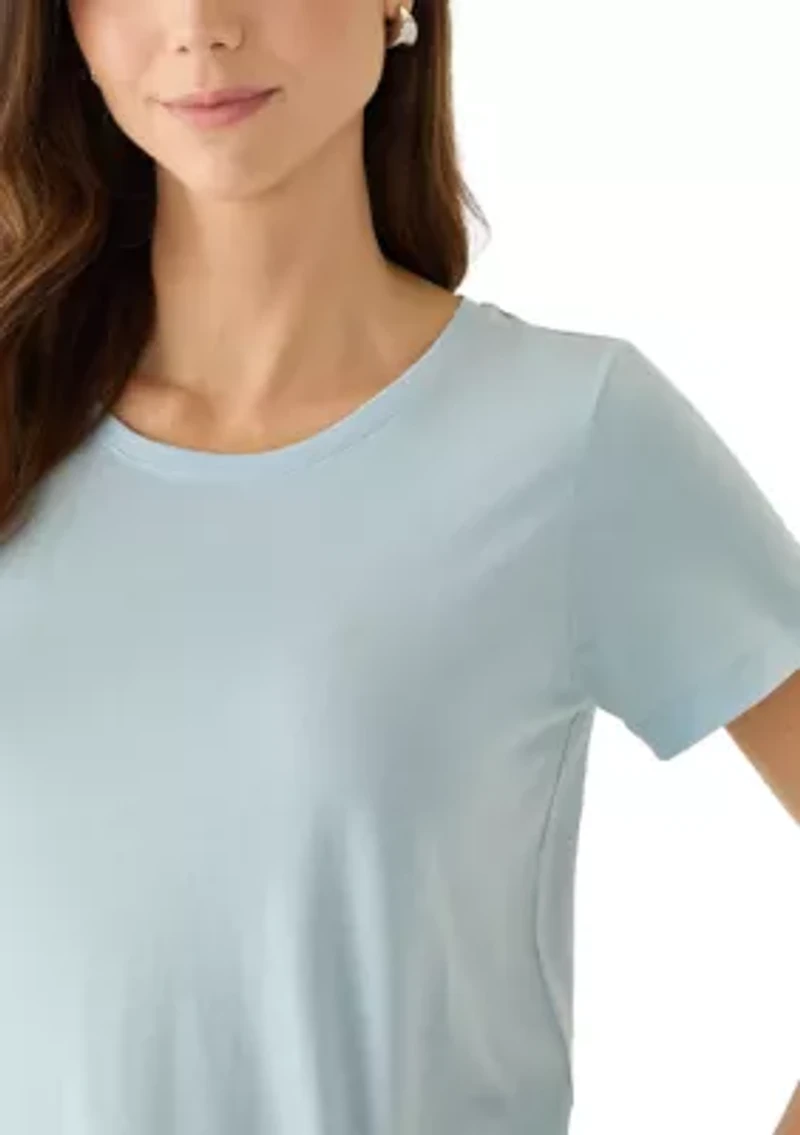 Women's Solid Short Sleeve Scoop Neck Sleep T-Shirt