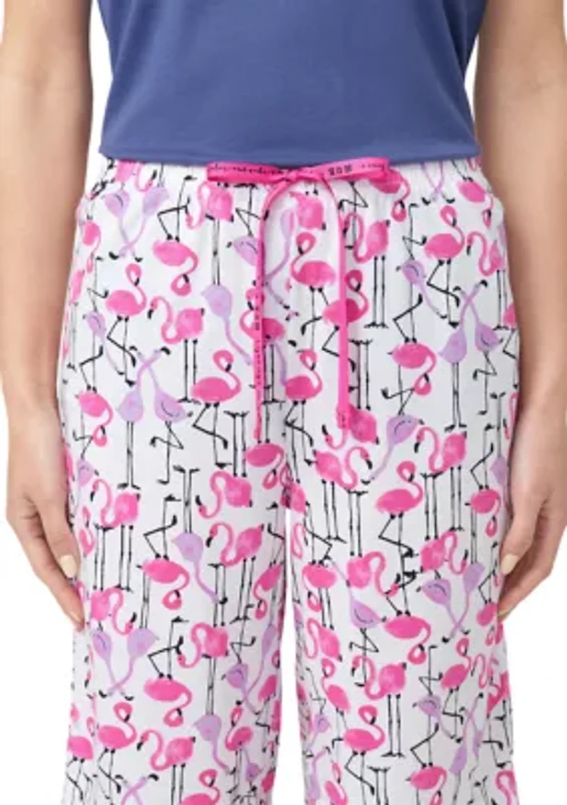 Flamingo Strut Printed Bermuda Pajama Shorts