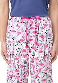 Flamingo Strut Printed Bermuda Pajama Shorts