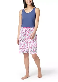 Flamingo Strut Printed Bermuda Pajama Shorts
