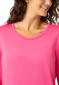 Women's Solid Crew Neck Long Sleeve Sleep Tee