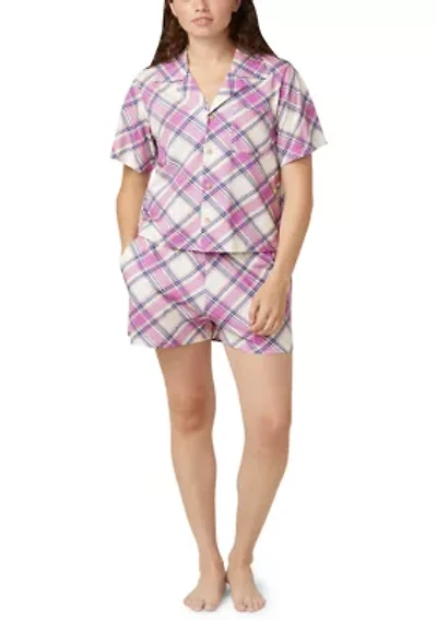 Women's Short Sleeve Notch Collar Boxer Set