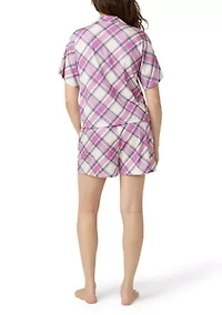 Women's Short Sleeve Notch Collar Boxer Set