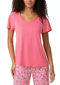 Women's Short Sleeve Scoop Neck Pajama Top