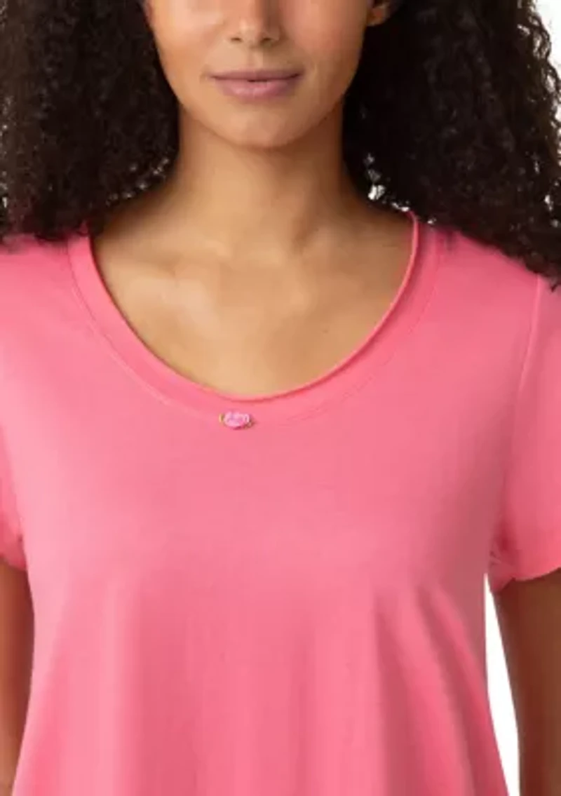 Women's Short Sleeve Scoop Neck Pajama Top