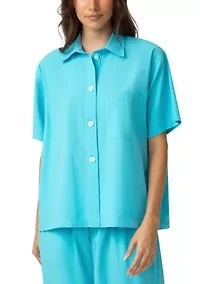 Women's Short Sleeve Notch Collar Pajama Shirt