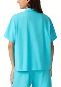 Women's Short Sleeve Notch Collar Pajama Shirt
