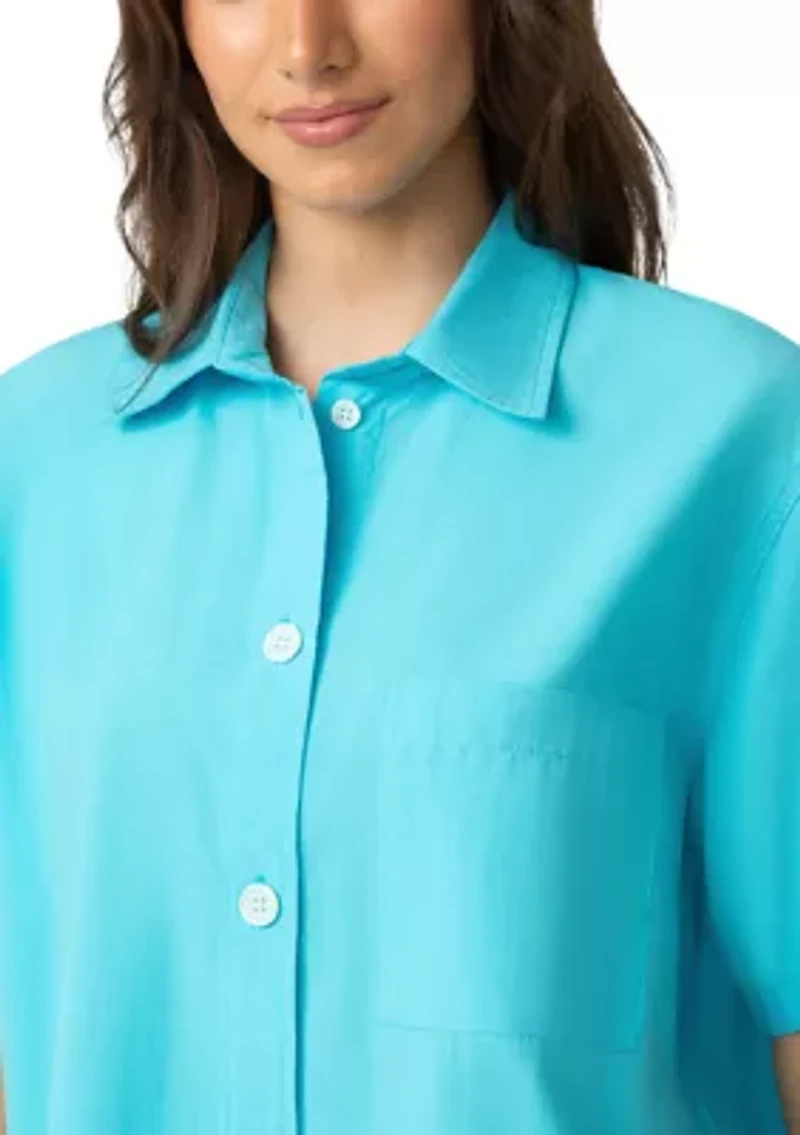 Women's Short Sleeve Notch Collar Pajama Shirt