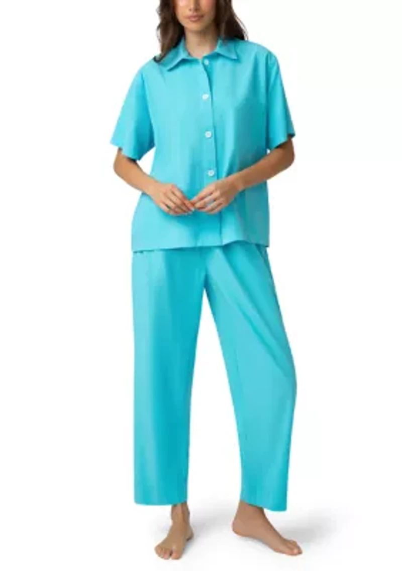 Women's Short Sleeve Notch Collar Pajama Shirt