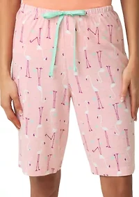 Flirty Flamingos Pajama Bermuda Shorts