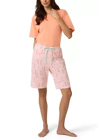 Flirty Flamingos Pajama Bermuda Shorts