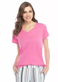 Women's Sleepwell Solid Short Sleeve V-neck T-Shirt with Temperature Regulating Technology