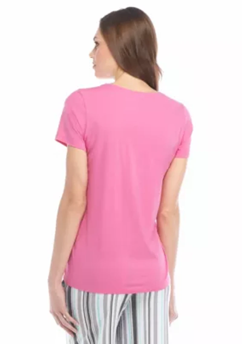 Women's Sleepwell Solid Short Sleeve V-neck T-Shirt with Temperature Regulating Technology