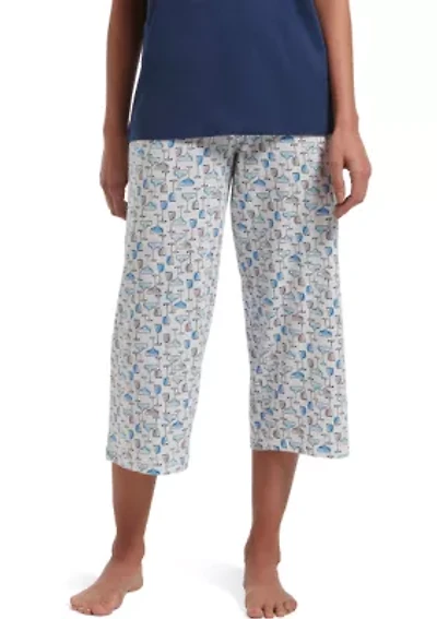 Women's Sleepwell Printed Knit Capri Pajama Pants Made with Temperature Regulating Technology