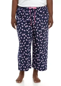 Plus Sleepwell Printed Knit Capri Pajama Pants with Temperature Regulating Technology