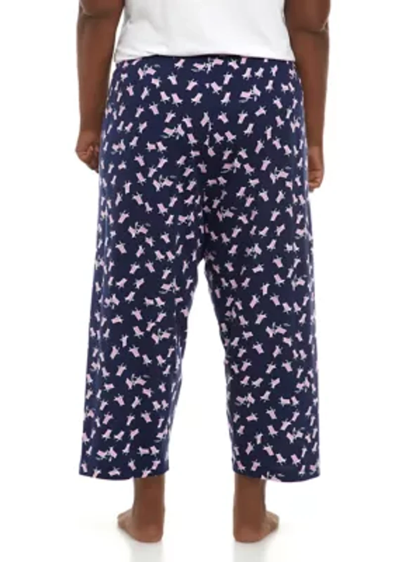 Plus Sleepwell Printed Knit Capri Pajama Pants with Temperature Regulating Technology