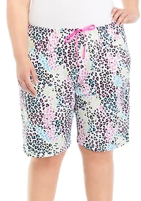 Plus Animal Bermuda Pajama Shorts