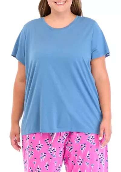 Plus Short Sleeve Solid Scoop Neck Pajama T-Shirt