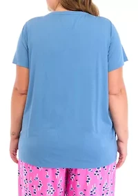 Plus Short Sleeve Solid Scoop Neck Pajama T-Shirt