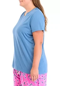 Plus Short Sleeve Solid Scoop Neck Pajama T-Shirt