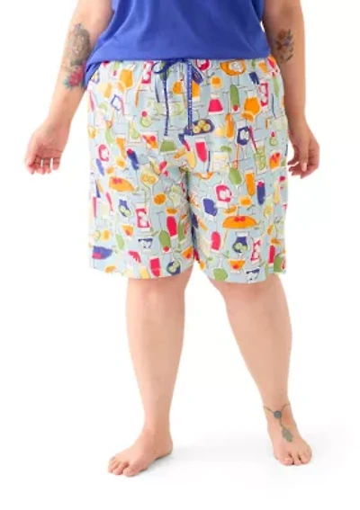 Plus Printed Bermuda Pajama Shorts