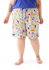 Plus Printed Bermuda Pajama Shorts