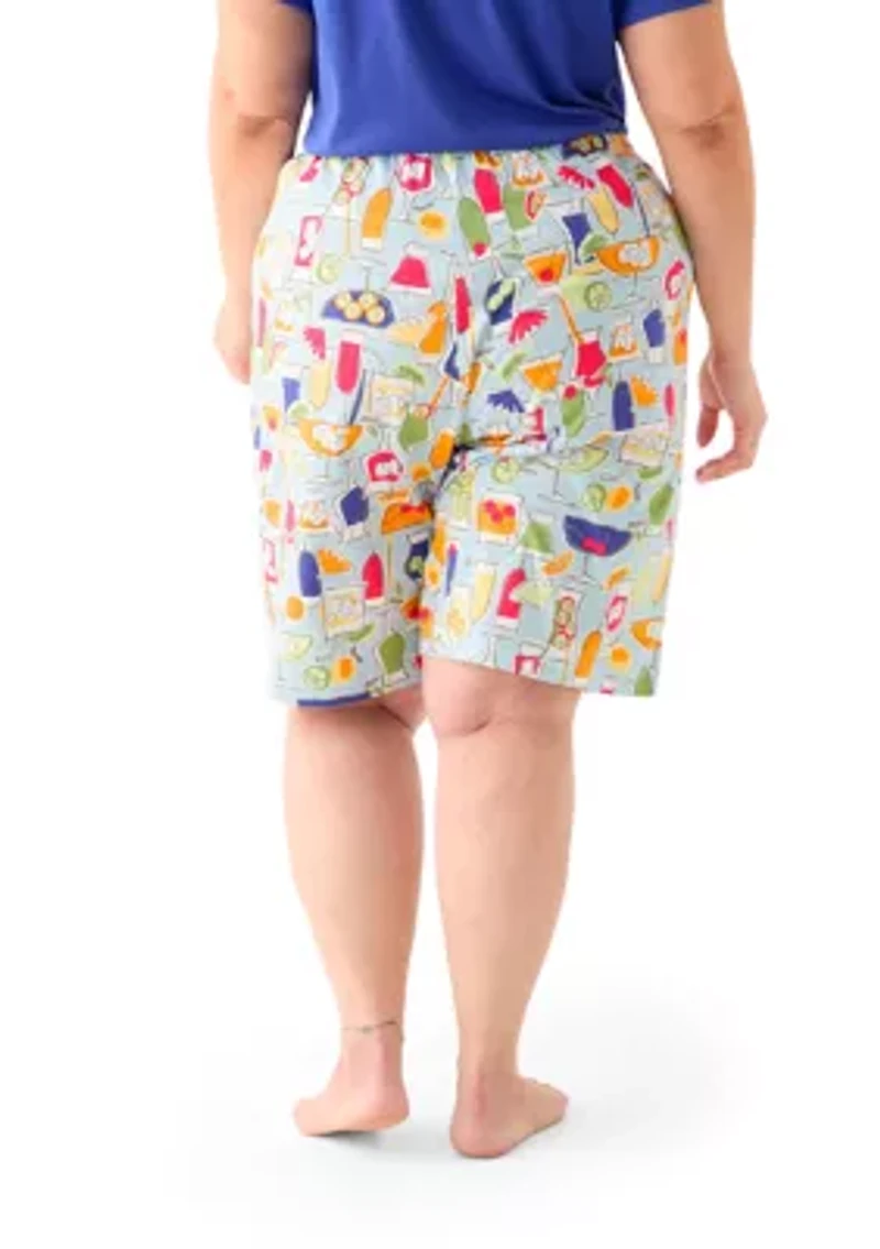 Plus Printed Bermuda Pajama Shorts
