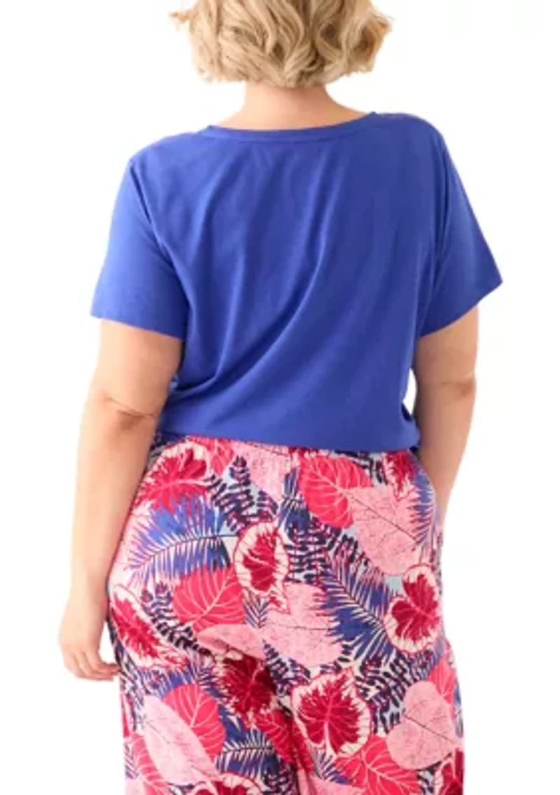 Plus Short Sleeve V-Neck T-Shirt