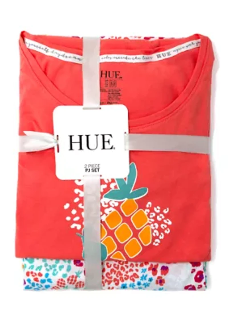 Plus Cotton Knit T-Shirt and Capri Pajama Set