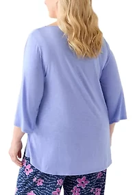 3/4 Bell Sleeve Pajama Top