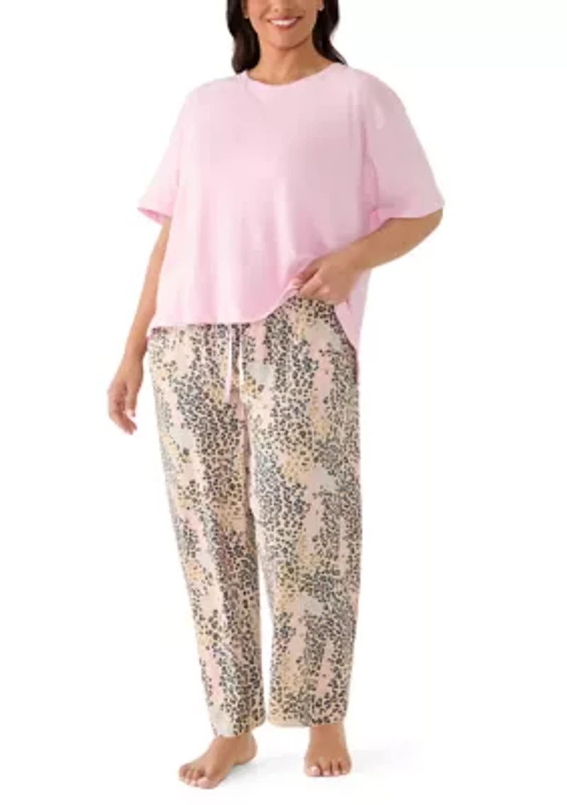 Plus Lazy Leopard Pajama Pants