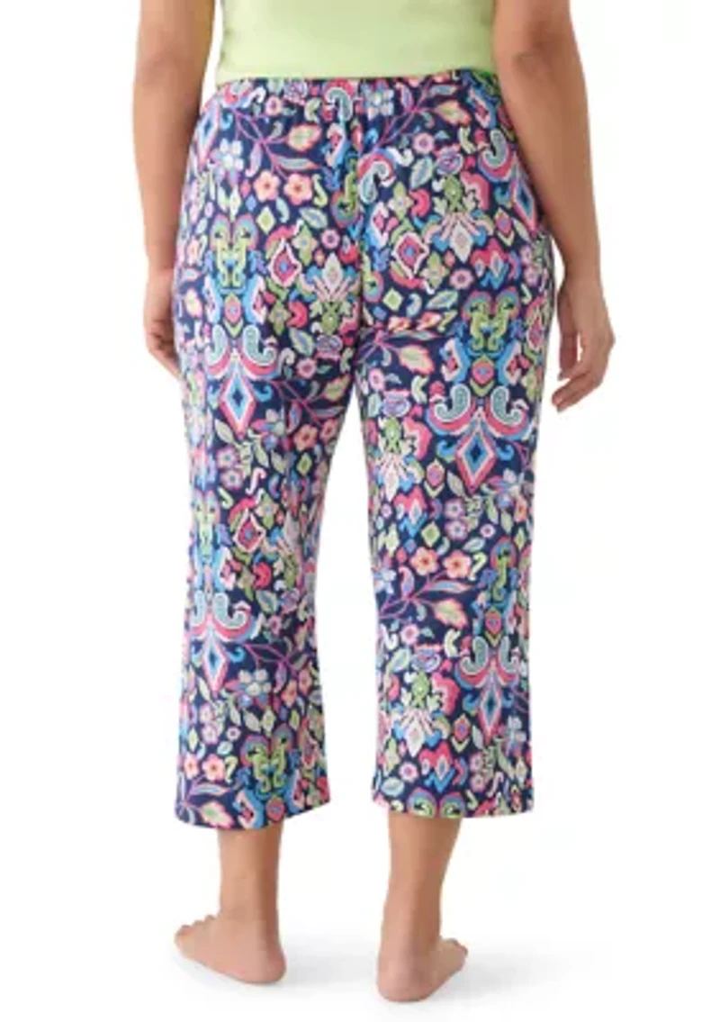 Plus Spring Arrival Ikat Capri Pajama Pants